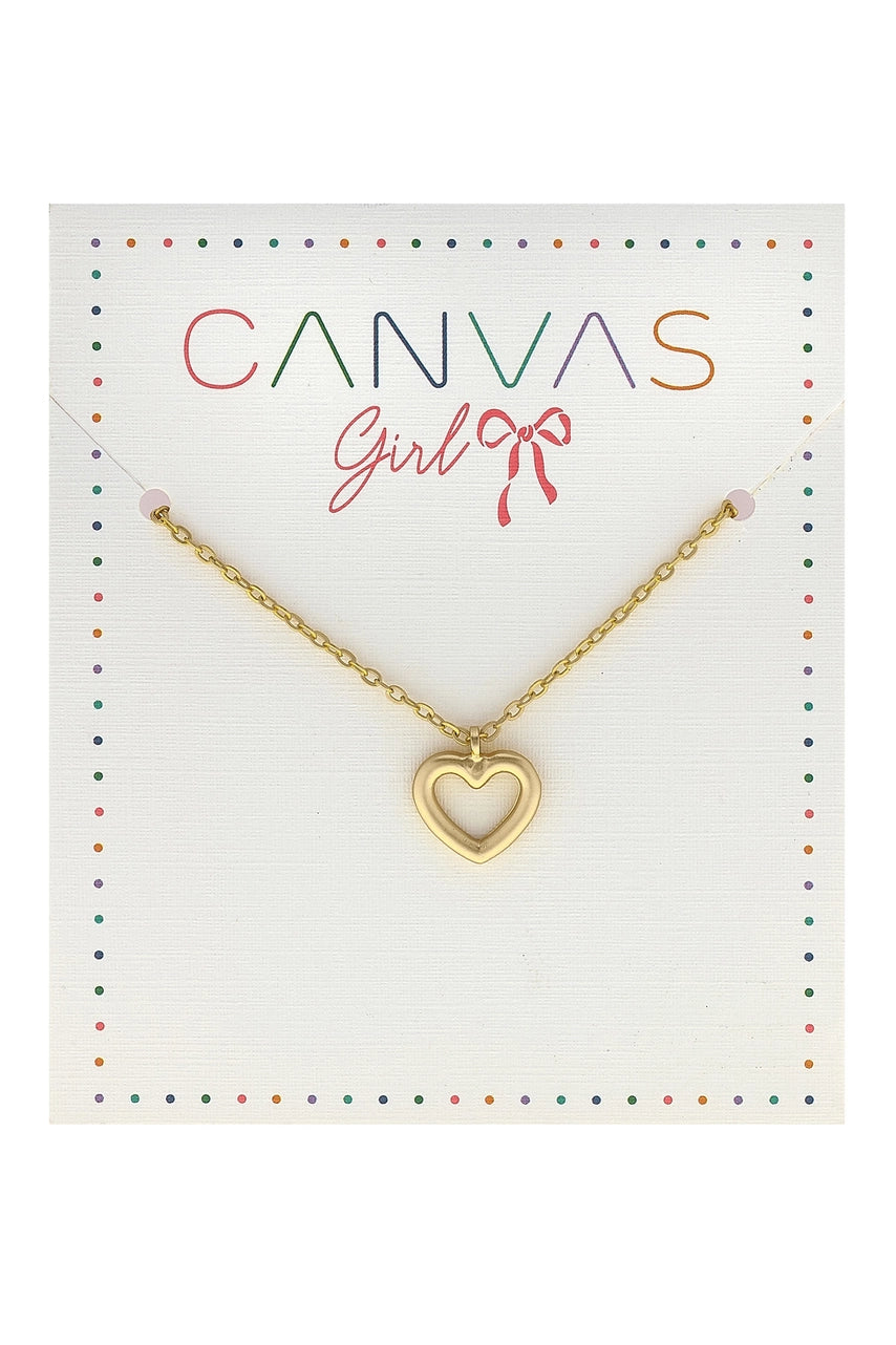 CANVAS Clementine Open Heart Children's Necklace in Worn Gold