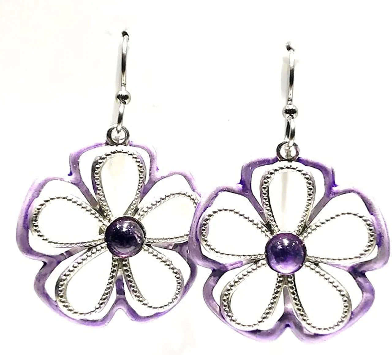 Silver Forest Open Flower with Amethyst Stone