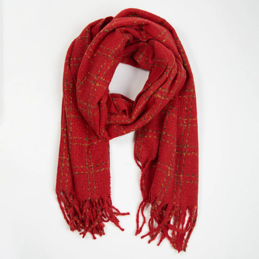 Howard's Riley Plaid Fringe Scarf Red Plaid