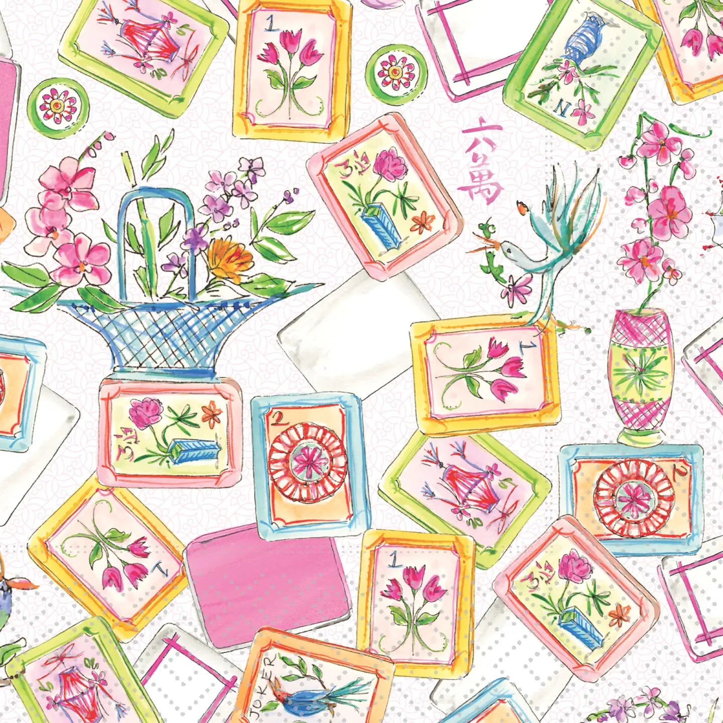 Boston International Paper Cocktail Napkins Mahjong All Over
