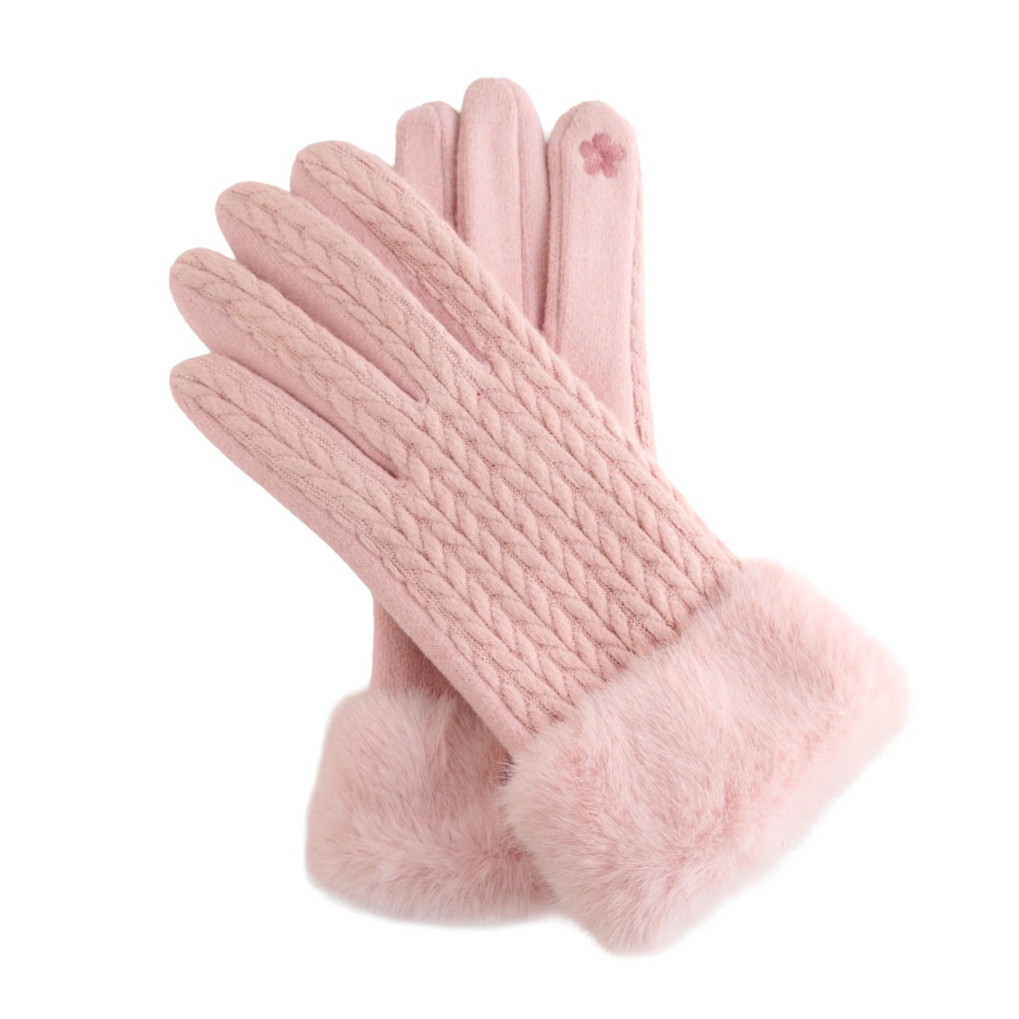 Howard's Solene Faux Fir Lined Gloves Pink O/S