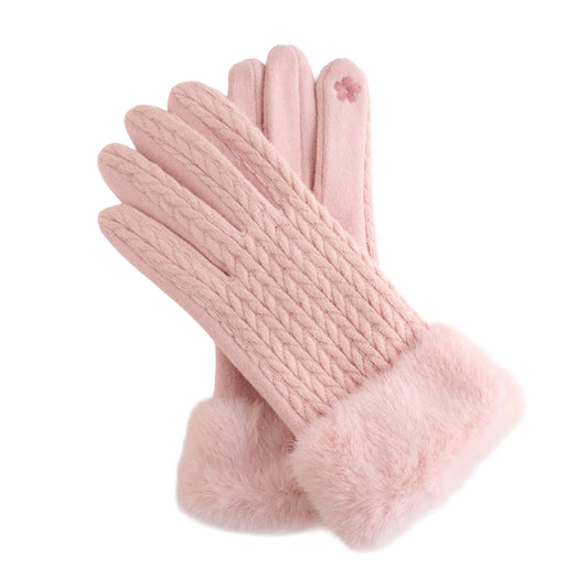 Howard's Solene Faux Fir Lined Gloves Pink O/S