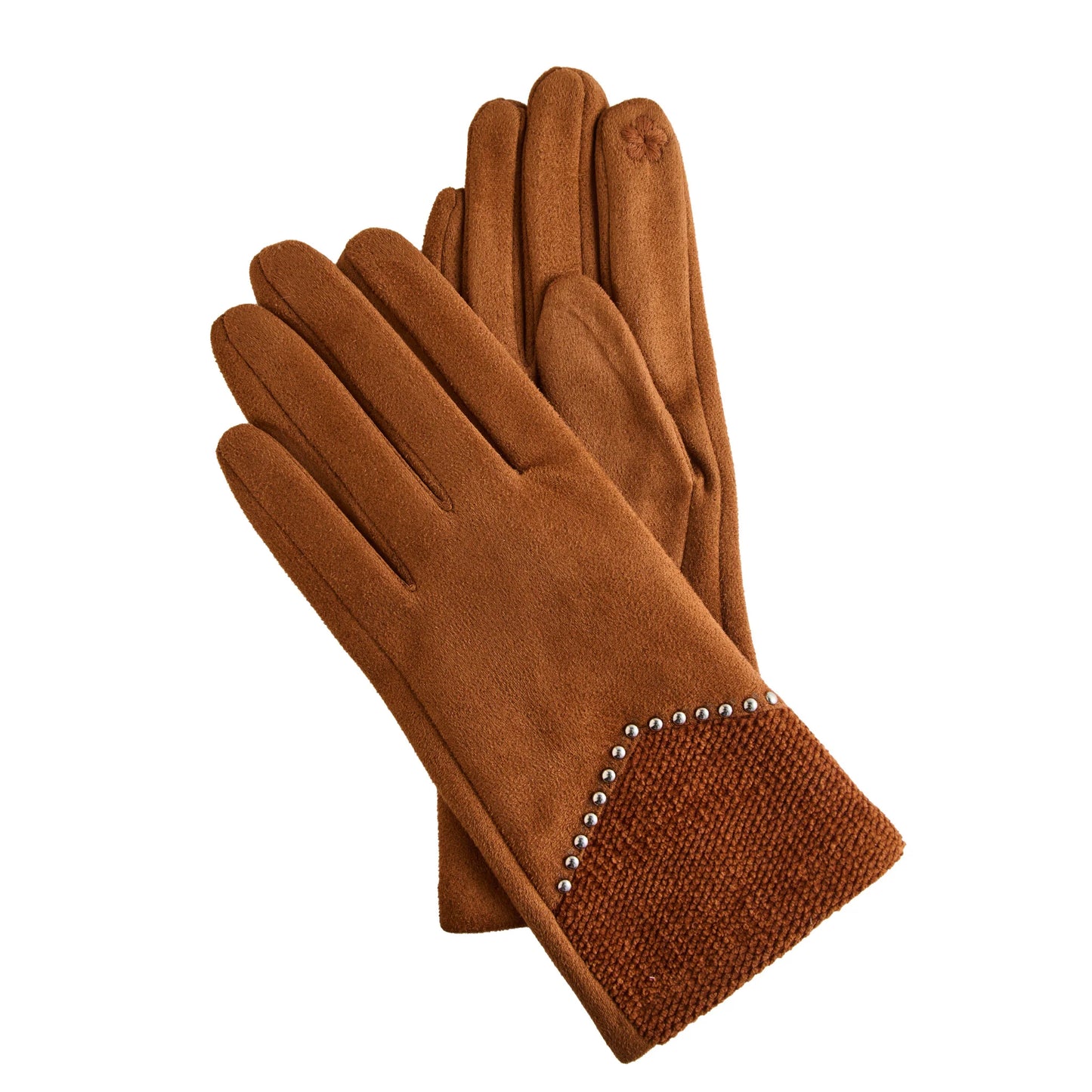 Howard's Vienne Vegan Suede Studded Gloves Camel