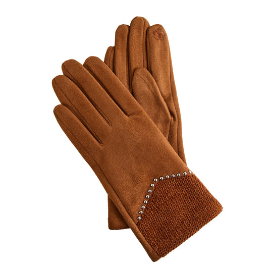 Howard's Vienne Vegan Suede Studded Gloves Camel