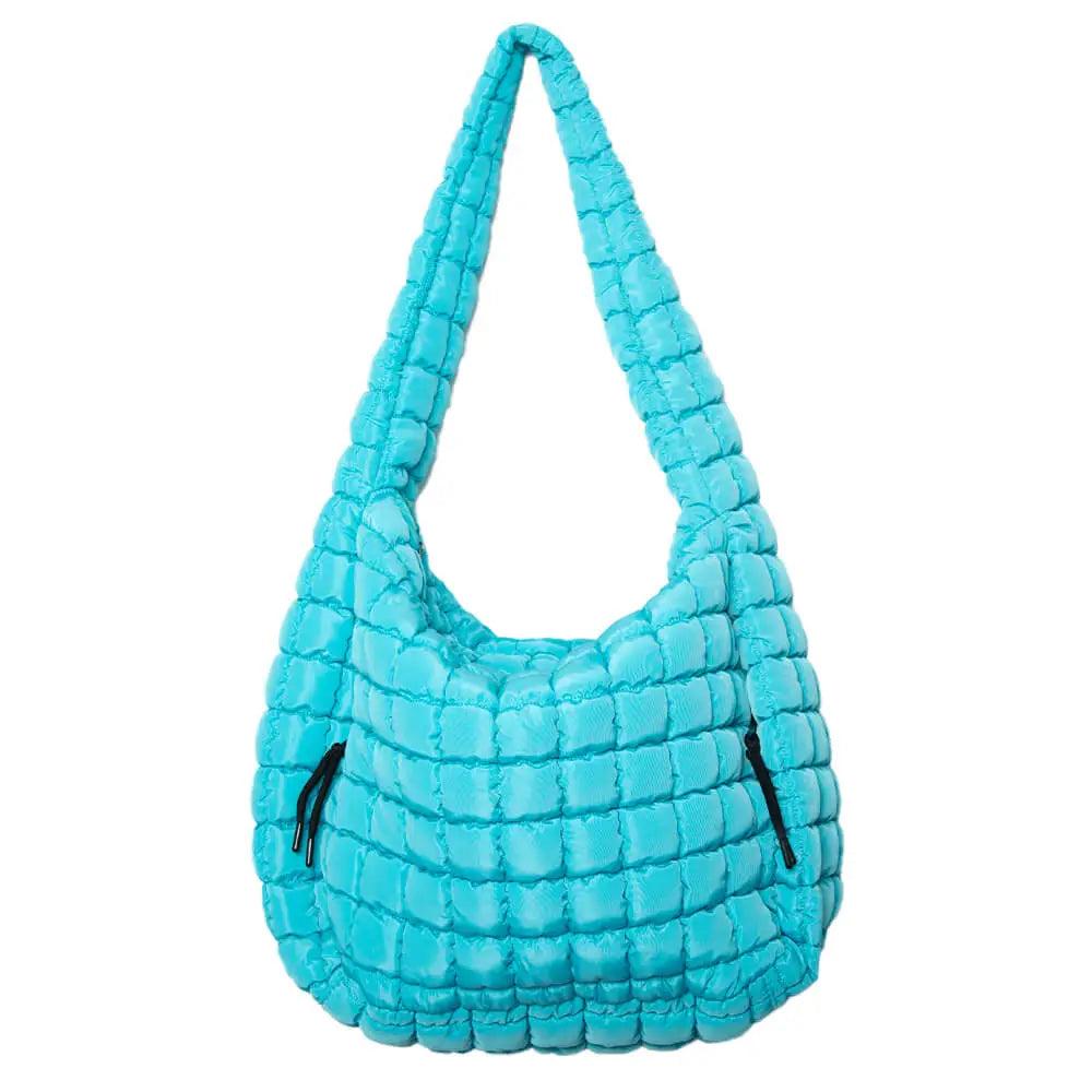 Katydid Oversized Quilted Hobo Tote Bag Blue