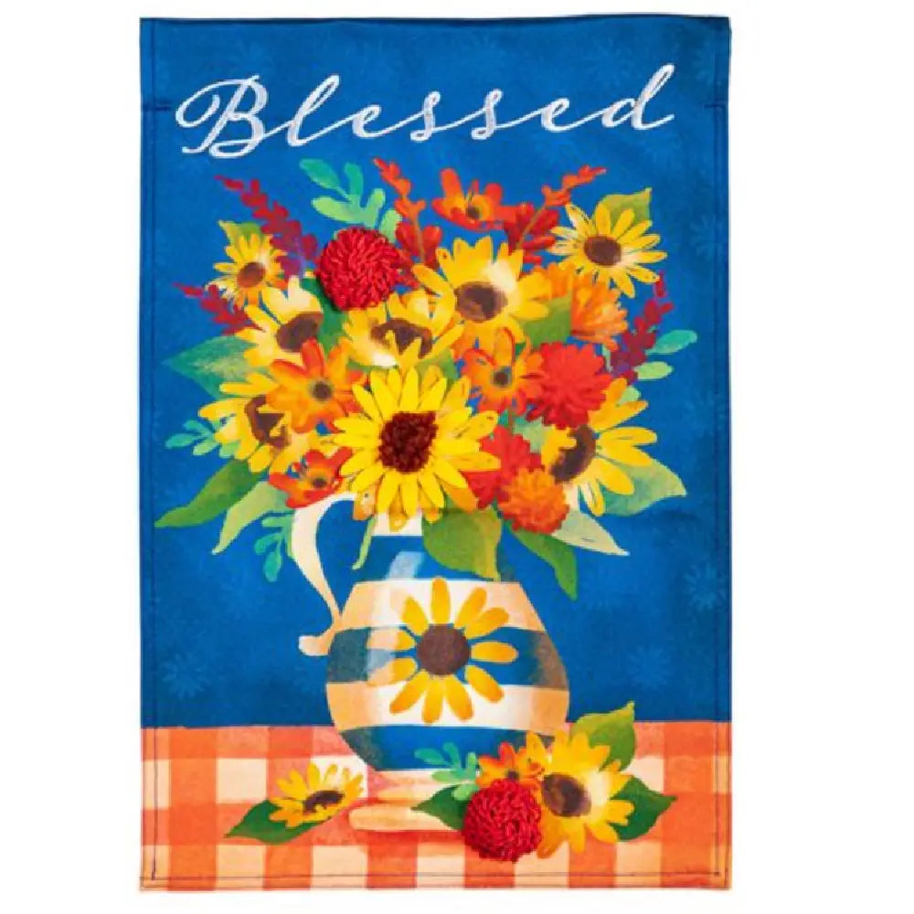 Blessed Floral Arrangement Garden Linen Flag