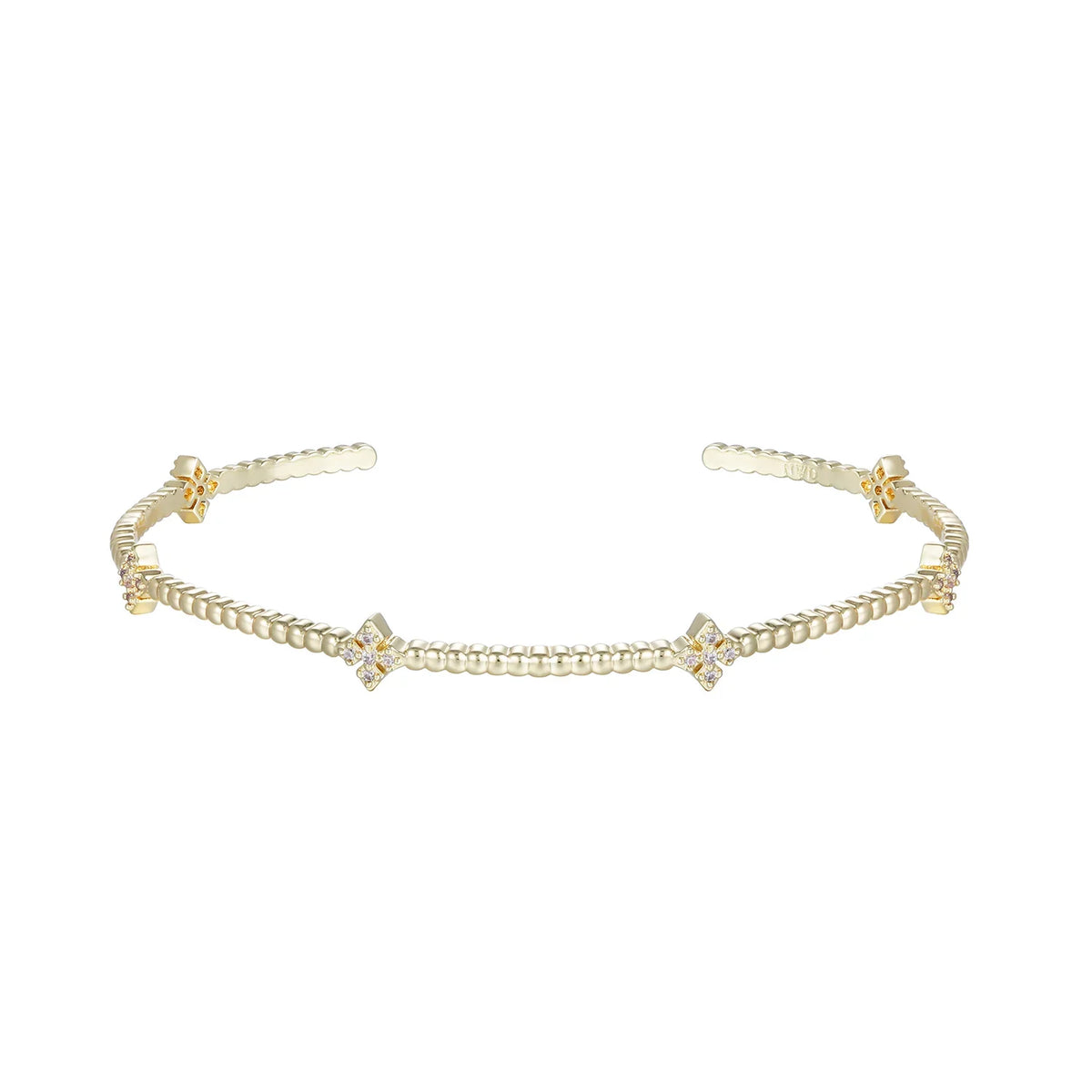 Natalie Wood Designs Radiant Cross Station Mini Cuff Bracelet Gold