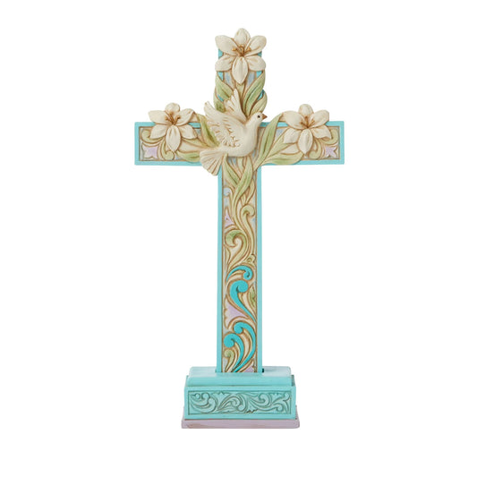 Jim Shore Cross With Lilies & Dove