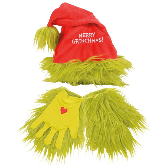 Enesco Snowpals Grinch Santa Hat and Gloves