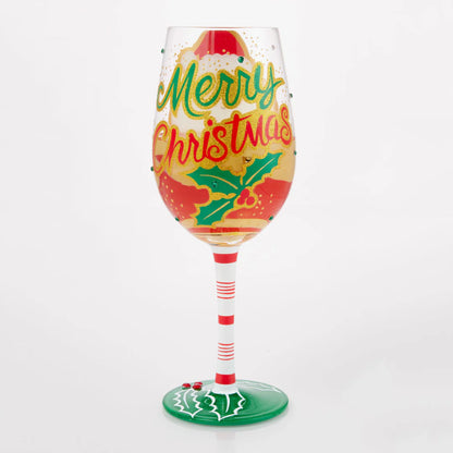 Lolita "Here Comes Santa Claus" Hand Painted Wine Glass
