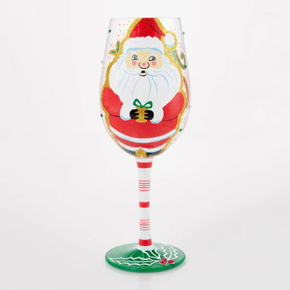 Lolita Merry Christmas "Here Comes Santa Claus" Wine Glass