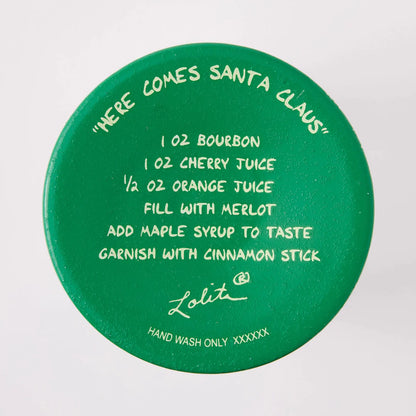 Lolita "Here Comes Santa Claus" Hand Painted Wine Glass
