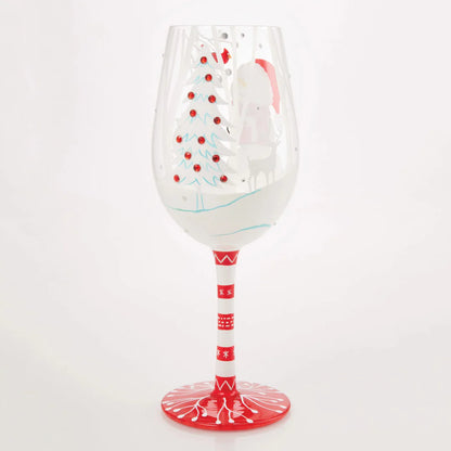 Lolita "Crimson and Snow" Hand Painted Wine Glass