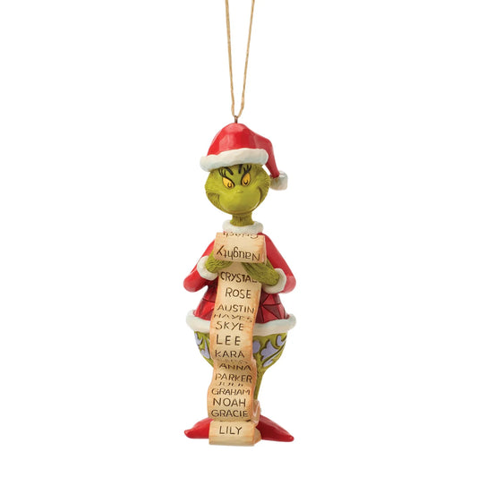Enesco Grinch With List Ornament