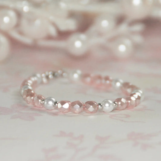 Pastel Pink Faceted Pearl Bracelet