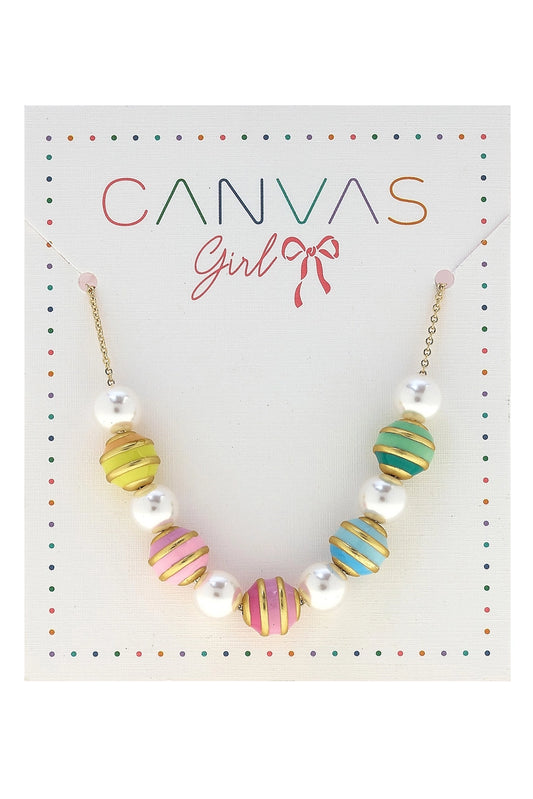 CANVAS Molly Macaron Pearl Beaded Children's Necklace in Multi