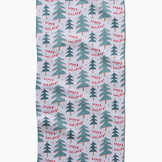 Geometry Berry Happy Holidays Bar Towel