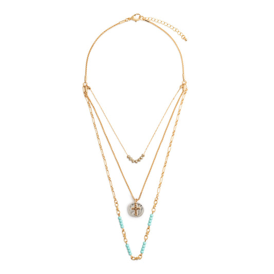 Demdaco Beaded Prayer Necklace - Turquoise 24in