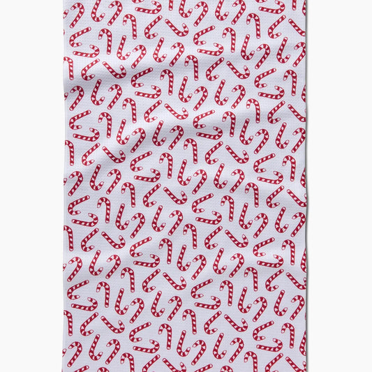 Geometry Christmas Candy Canes Kitchen Tea Towel