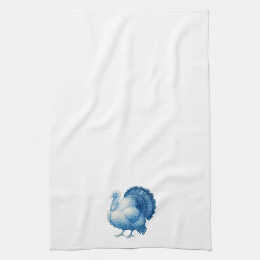 Designs Carolinas Blue & White Watercolor Turkey Kitchen Towel