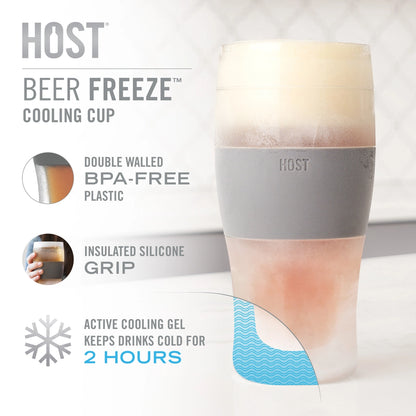 HOST Beer Freeze™ Cooling Cup Insulated w/ Cooling Gel - Gray