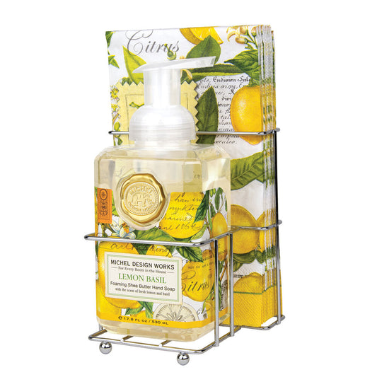 Michel Design Works Lemon Basil Foaming Soap and Napkin Set