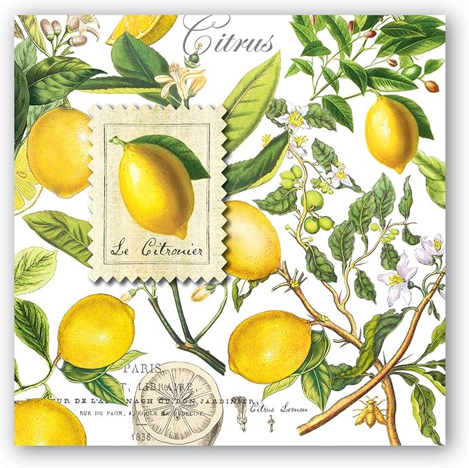 Michel Designs Lemon Basil Cocktail Napkins