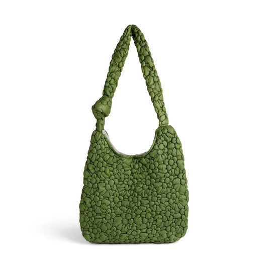 Demdaco Green Quilted Flower Tote