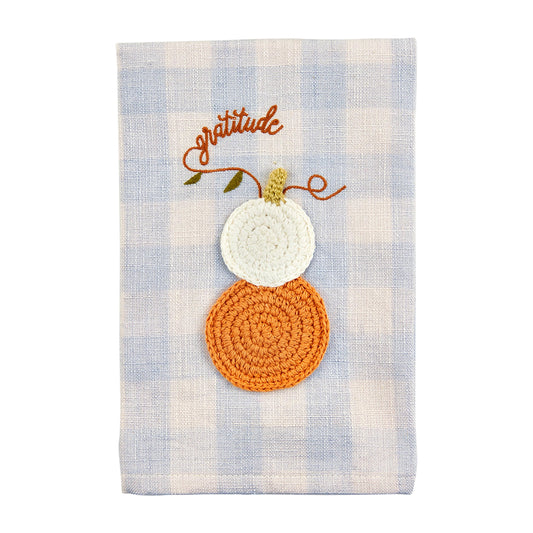 Mud Pie Gratitude Crochet Pumpkin Towel