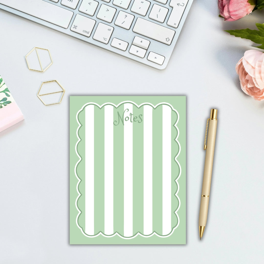 Designs Carolinas Pastel Stripes Scalloped Border Notepad