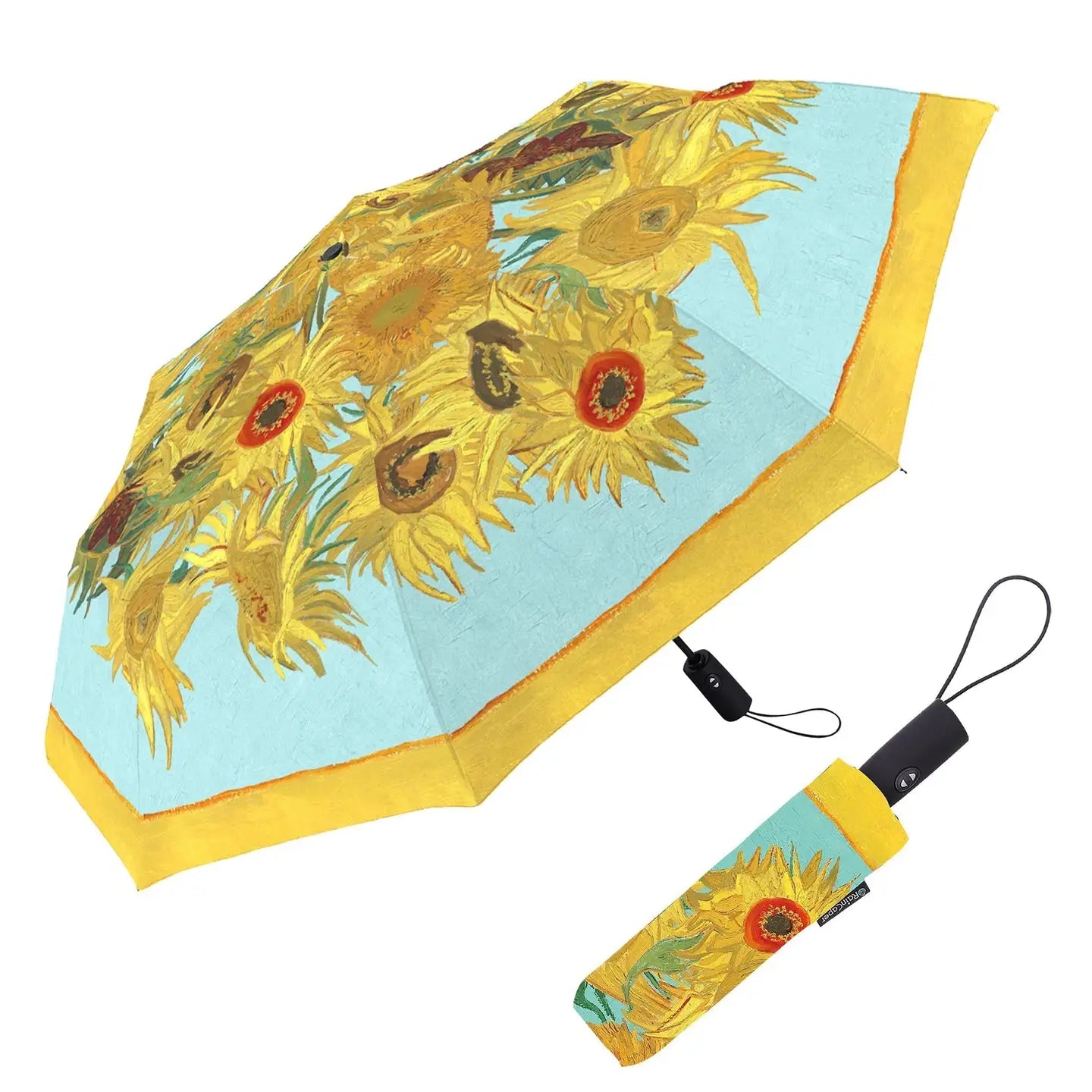 RainCapers Van Gogh Sunflowers Travel Umbrella