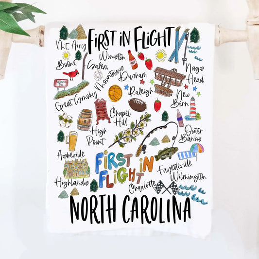 Happy by Rachel North Carolina Tea Towel