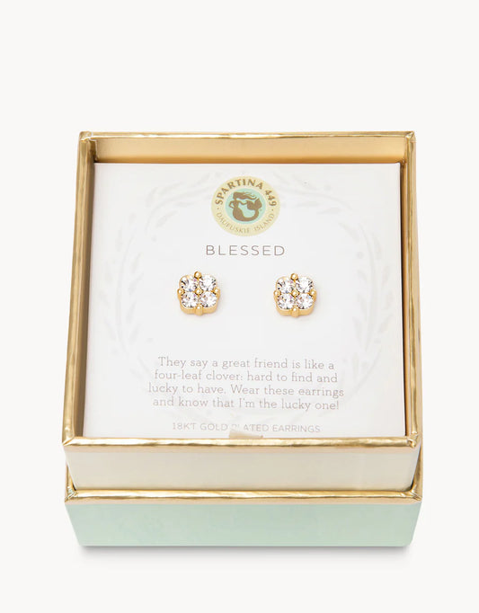 Spartina 449 Sea La Vie Blessed Crystal Clover Blessed Earrings