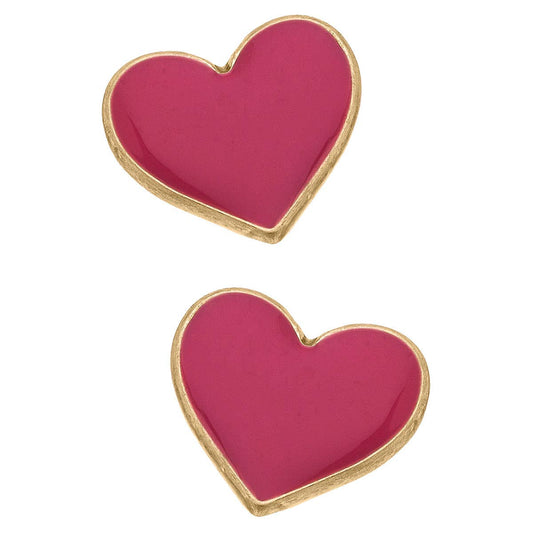 CANVAS Love Heart Shaped Enamel Stud Earrings