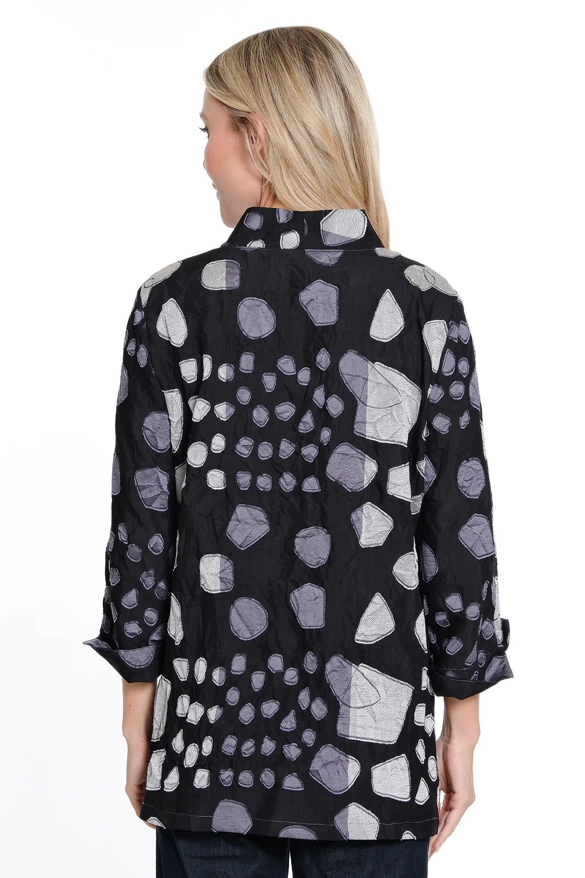 Ali Miles Woven Jacquard Print Jacket - Black