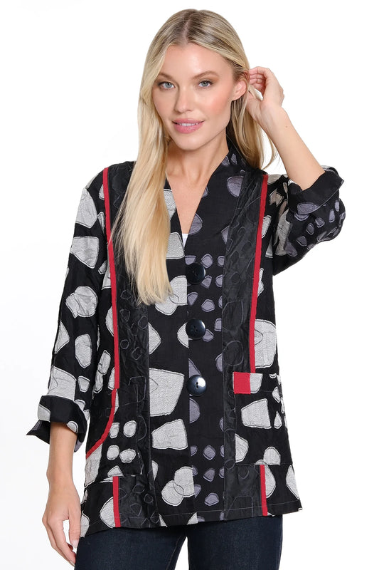 Ali Miles Woven Jacquard Print Jacket - Black