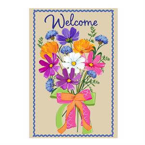 Evergreen Wildflower Bouquet Applique Garden Flag