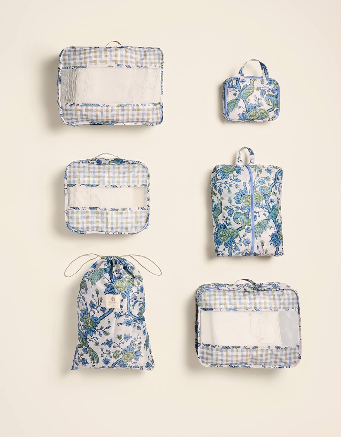 Spartina 449 Packing Cubes Japonica Bird Green