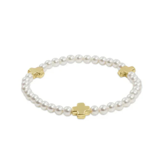 Enewton Extends - Signature Cross Pearl Pattern 4mm Bead Bracelet - Gold