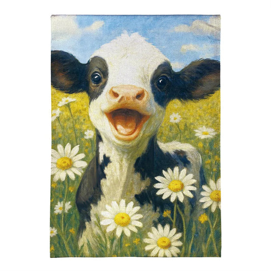 Evergreen Caleb The Happy Calf Burlap Garden Flag