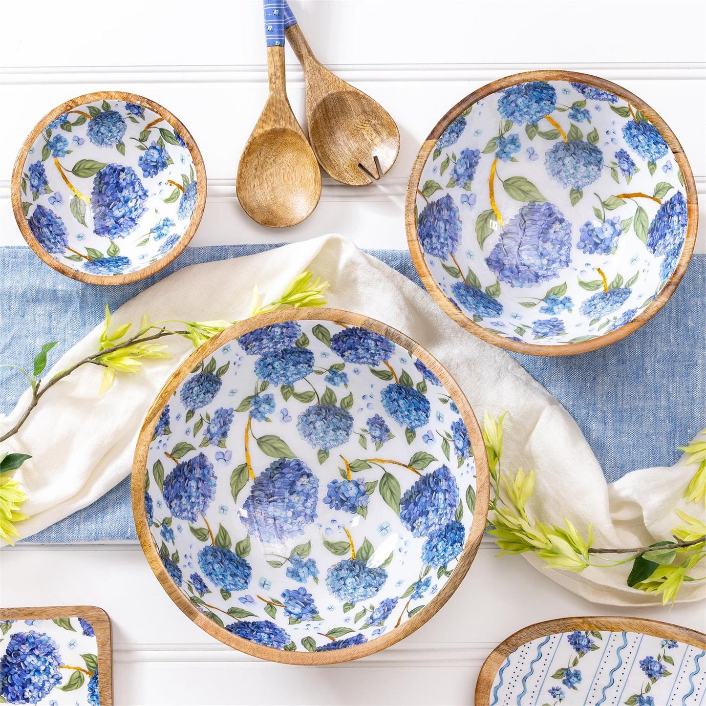 Evergreen Viva Style Hydrangea Wooden Bowl - gg's art frames gifts