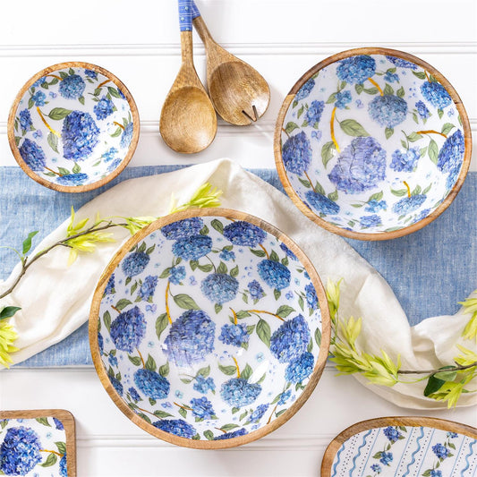 Evergreen Viva Style Hydrangea Wooden Bowl - gg's art frames gifts