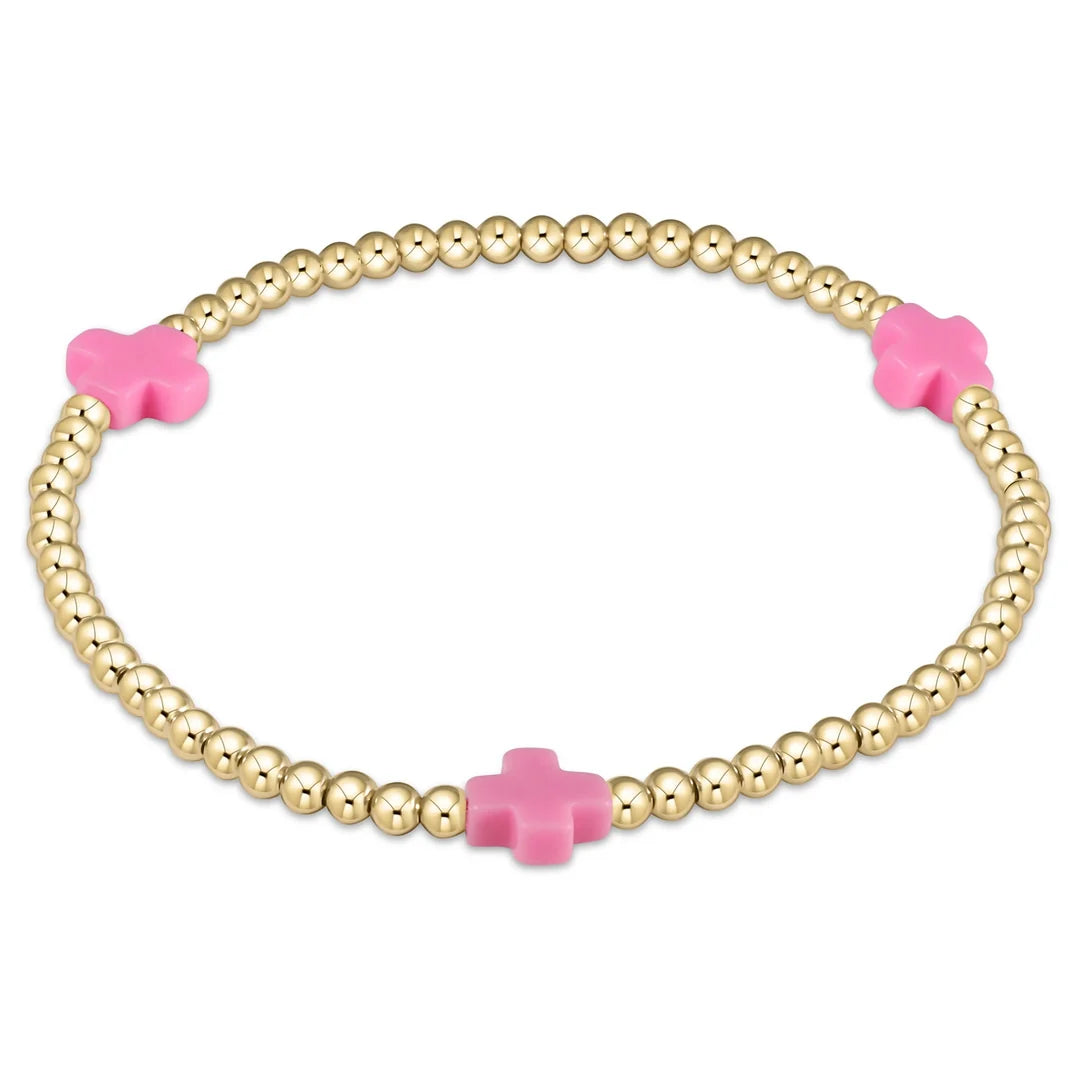 Enewton Signature Cross 3mm Gold Bracelet - Bright Pink