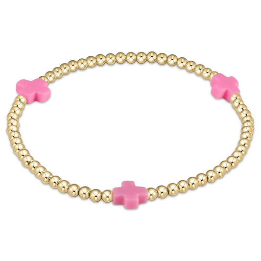 Enewton Signature Cross 3mm Gold Bracelet - Bright Pink