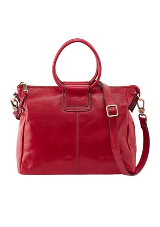HOBO Sheila Medium Satchel in Polished True Red Leather
