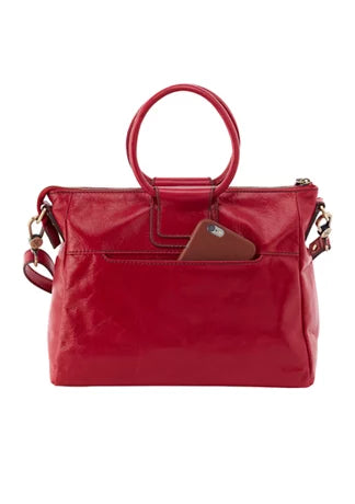HOBO Sheila Medium Satchel in Polished True Red Leather
