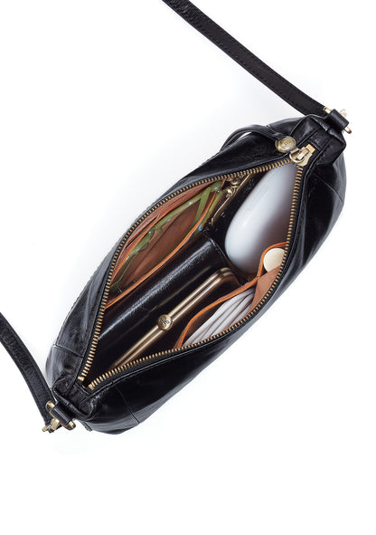 HOBO Darcy Carry-All Crossbody Black Polished Leather
