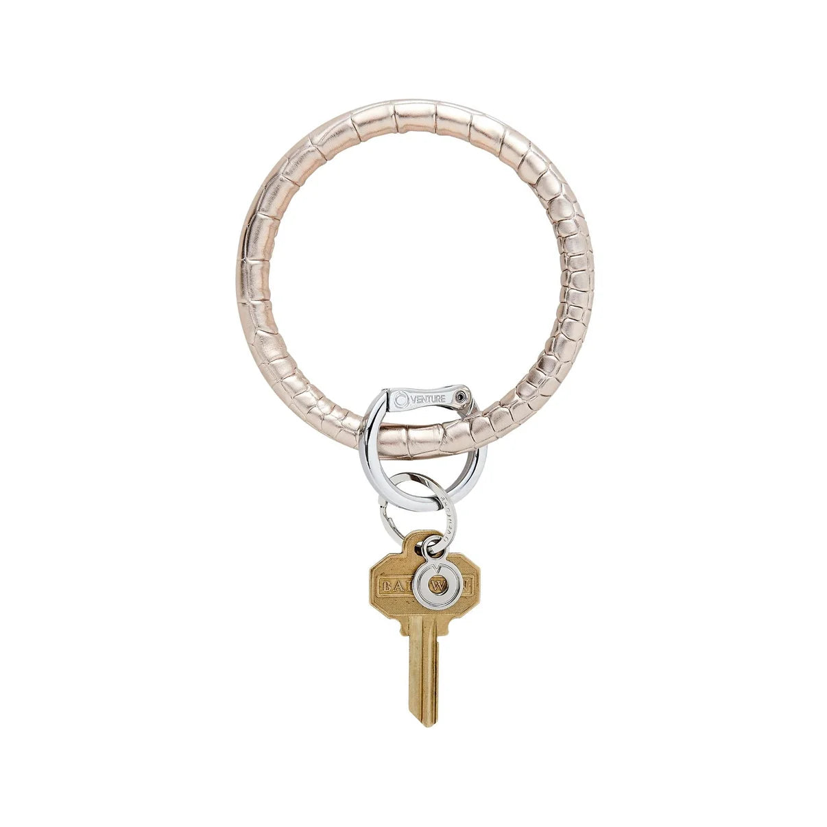 Oventure Leather Big O® Key Ring - Champagne Croc-Embossed