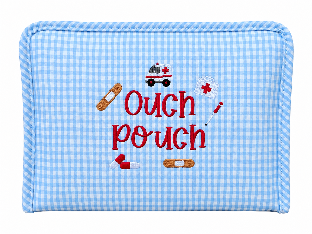 TRVL Large Roadie with "Ouch Pouch" Embroidery Gingham Mist