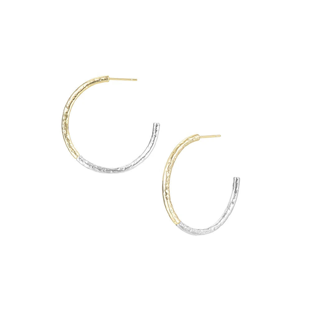 Natalie Wood Designs Horizon Hoop Earrings in Gold/Silver
